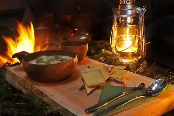 Campfire dinner with outdoor activity Bonfire meal